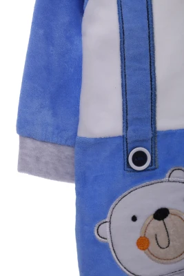 Людина з шапочкою для хлопчика велюр Мишко синій