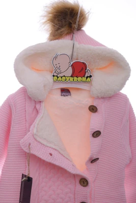 Чоловічок в'язка для дівчинки на хутрі Модники рожевий