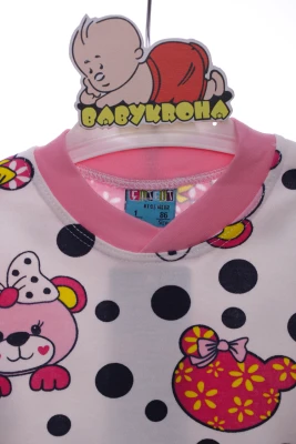 Піжама для дівчинки трикотажна в горох світло-рожева Cit Cit Kids