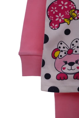 Піжама для дівчинки трикотажна в горох світло-рожева Cit Cit Kids