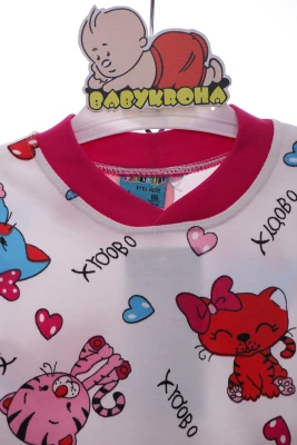 Піжама для дівчинки трикотажна з котиками малинова Cit Cit Kids