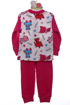 Піжама для дівчинки трикотажна з котиками малинова Cit Cit Kids