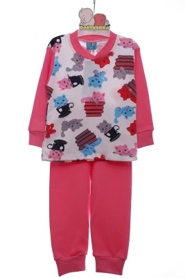 Піжама для дівчинки трикотажна з кішками рожева Cit Cit Kids