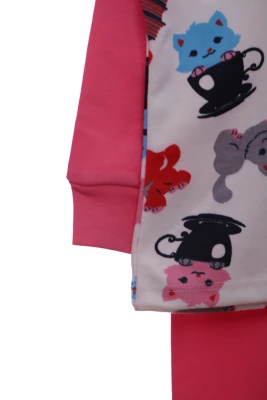 Піжама для дівчинки трикотажна з кішками рожева Cit Cit Kids