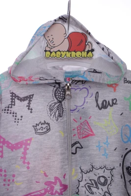 Кофта для дівчинки двонитка з написами сіра Cit Cit Kids