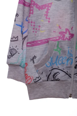 Кофта для дівчинки двонитка з написами сіра Cit Cit Kids