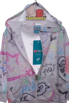 Кофта для дівчинки двонитка з написами сіра Cit Cit Kids