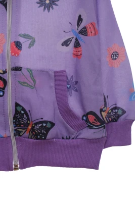 Кофта для дівчинки двонитка з Метеликами фіолетова