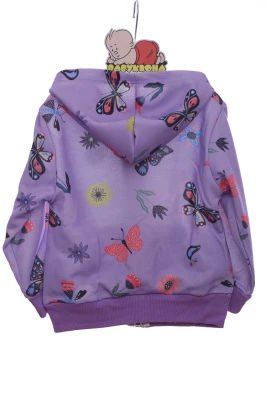 Кофта для дівчинки двонитка з Метеликами фіолетова