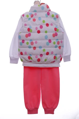 Костюм для дівчинки трійка трикотажний "Горошок" рожевий