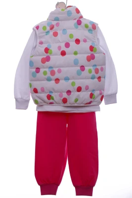 Костюм трійка для дівчинки трикотажний "Горошок" малиновий