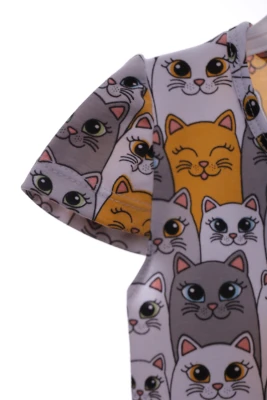 Платье трикотажное для девочки Ferix с Кошечками серое