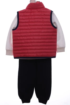 Костюм трійка для дівчинки двонитка Nazmix з Єнанорожкою теракотовий