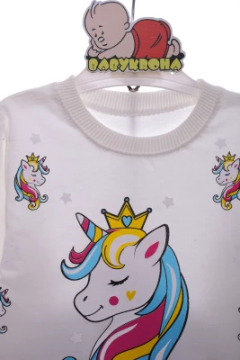 Костюм трійка для дівчинки двонитка Nazmix з Єнанорожкою теракотовий