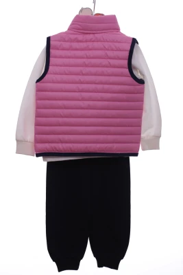 Костюм трійка для дівчинки двонитка Nazmix з єдинорожкою рожевий