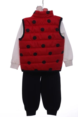 Костюм трійка для дівчинки двонитка Nazmix Сонечко червоний