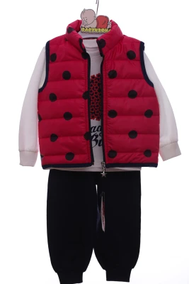 Костюм трійка для дівчинки двонитка Nazmix Сонечко малиновий