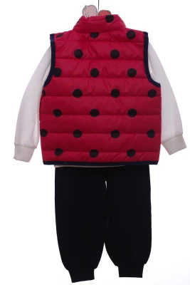 Костюм трійка для дівчинки двонитка Nazmix Сонечко малиновий