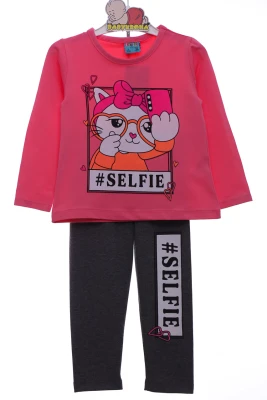 Велосипедки з водолазкою для дівчинки трикотажні Citcit "Селфі" рожеві