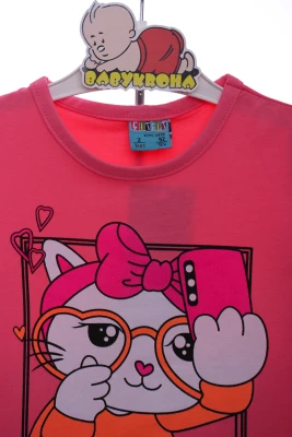 Велосипедки з водолазкою для дівчинки трикотажні Citcit "Селфі" рожеві