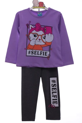 Велосипедки з водолазкою для дівчинки трикотажні Citcit "Селфі" фіолетові