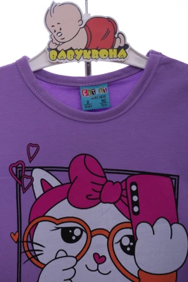 Велосипедки з водолазкою для дівчинки трикотажні Citcit "Селфі" фіолетові