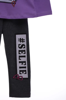 Велосипедки з водолазкою для дівчинки трикотажні Citcit "Селфі" фіолетові