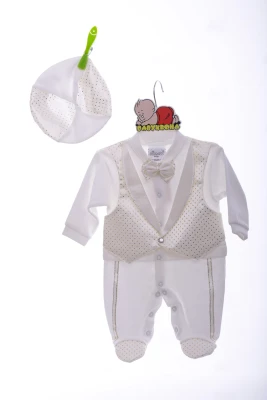 Чоловічок з шапкою для хлопчика трикотажний Ошатний бежевий