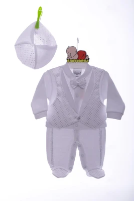 Чоловічок з шапкою для хлопчика трикотажний Ошатний білий