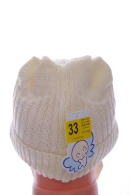 Шапка в'язка на трикотажі Kraft з Візерунком молочна