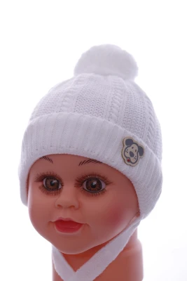 Шапка в'язка на трикотажі Kraft з Песком біла