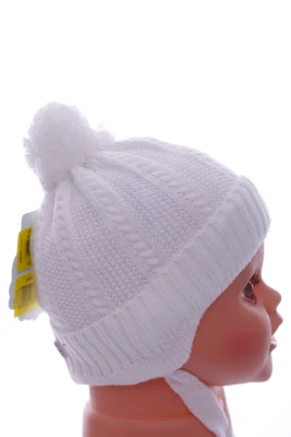 Шапка в'язка на трикотажі Kraft з Песком біла
