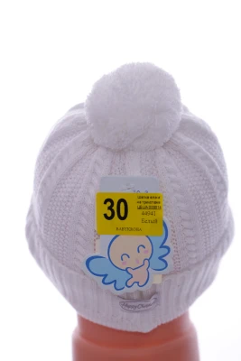 Шапка в'язка на трикотажі Kraft з Песком біла