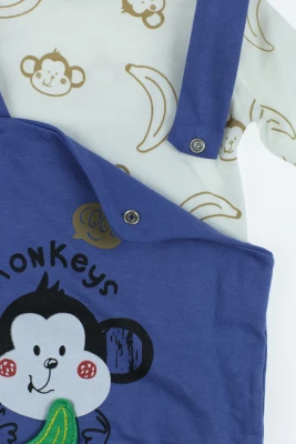 Водолазка із напівкомбінезоном для хлопчика інтерлок "Monkey" синій