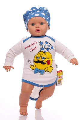 Повзунки, боді та шапка для хлопчика трикотажні Chef блакитні