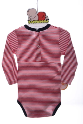 Боді з довгим рукавом у смужку інтерлок Meric-con червоний