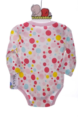 Боді з довгим рукавом у горох для дівчинки інтерлок Necixc рожеве
