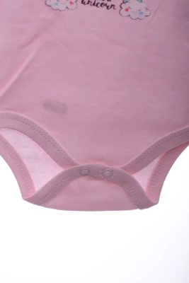 Боді з довгим рукавом для дівчинки з однорічкою інтерлок рожевий Necixc