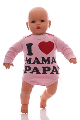 Боді з довгим рукавом інтерлок I love mama papa рожеве MiniPapi