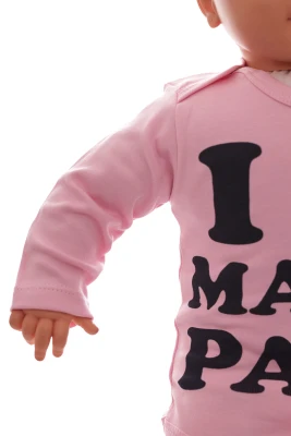 Боді з довгим рукавом інтерлок I love mama papa рожеве MiniPapi