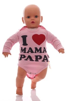 Боді з довгим рукавом інтерлок I love mama papa рожеве MiniPapi