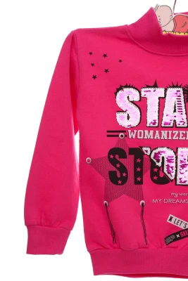 Водолазка на флісі для дівчинки трикотажна Star рожева