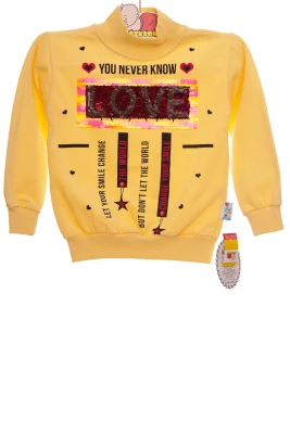 Водолазка на флісі для дівчинки трикотажна Love жовта