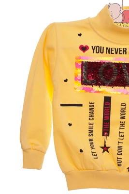 Водолазка на флісі для дівчинки трикотажна Love жовта