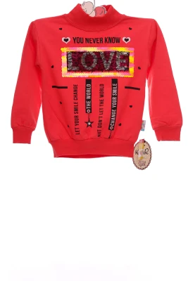 Водолазка на флісі для дівчинки трикотажна Love червона