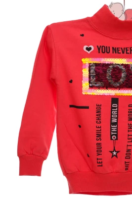 Водолазка на флісі для дівчинки трикотажна Love червона