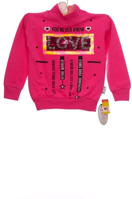 Водолазка на флісі для дівчинки трикотажна Love рожева