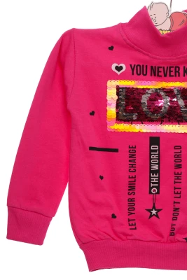 Водолазка на флісі для дівчинки трикотажна Love рожева