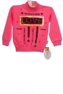 Водолазка на флісі для дівчинки трикотажна Love рожева