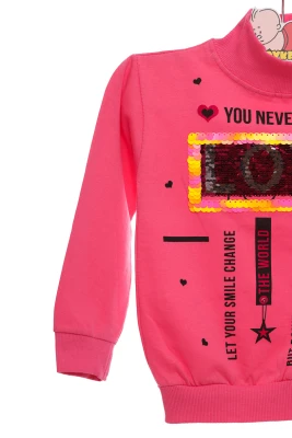 Водолазка на флісі для дівчинки трикотажна Love рожева